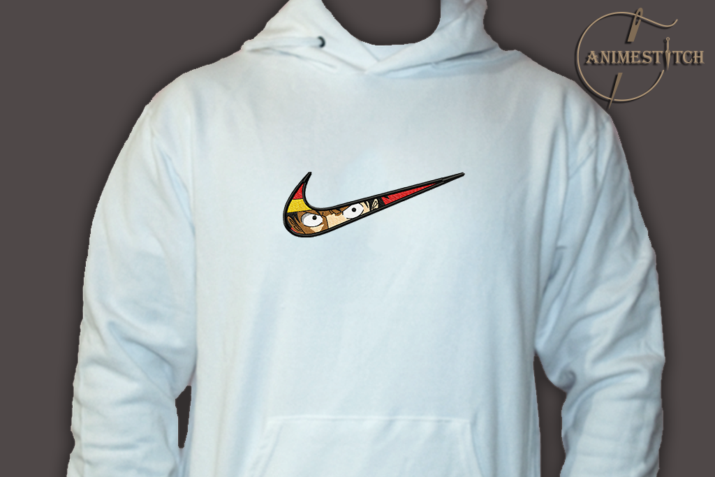 Hoodie One Piece Luffy eyes swoosh